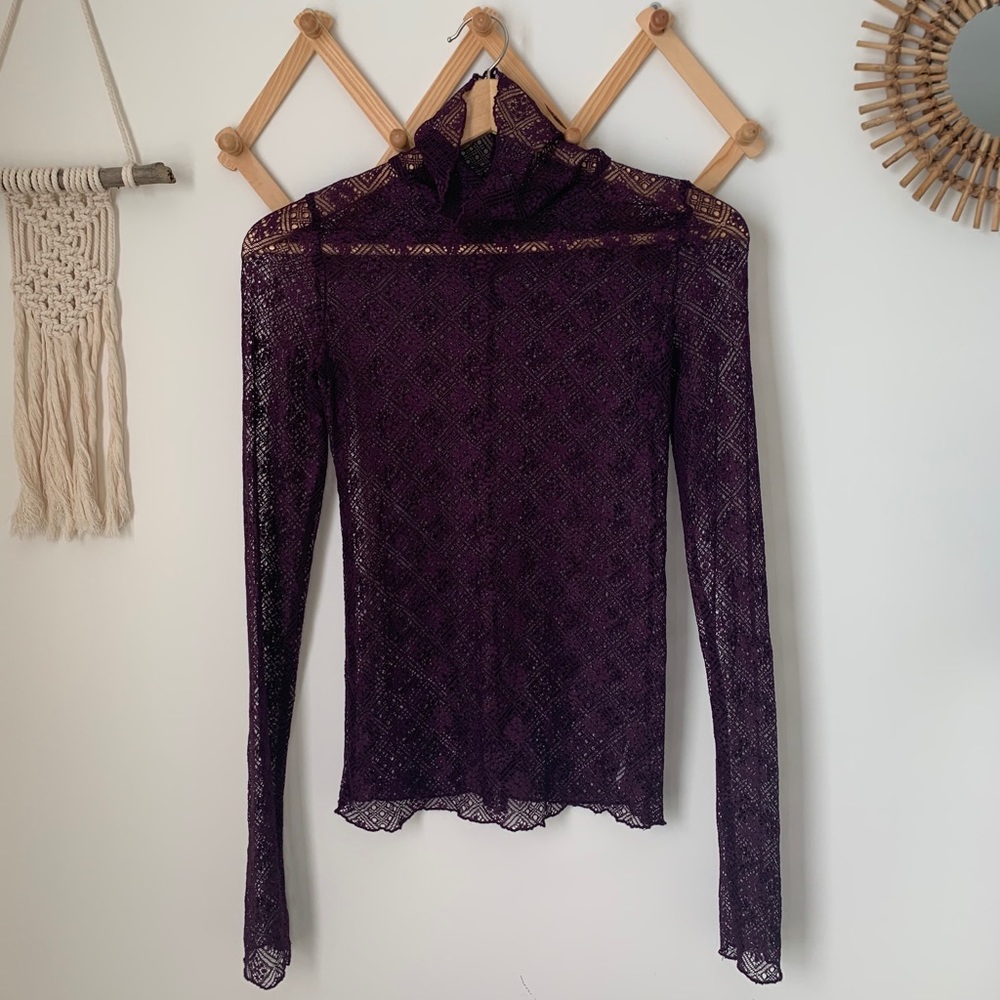 SOLD Free People Purple Lace Turtleneck - Picture 5 of 7